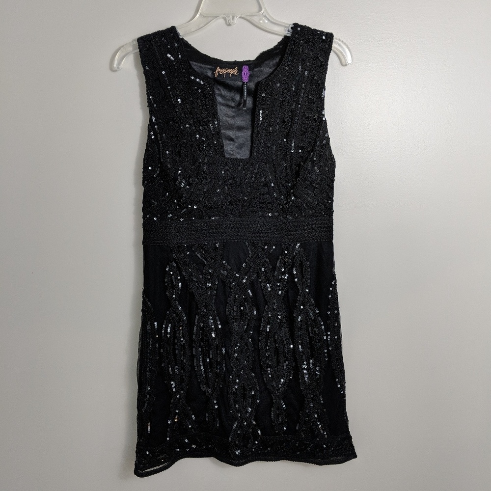 Free People black sequin party dress size 10